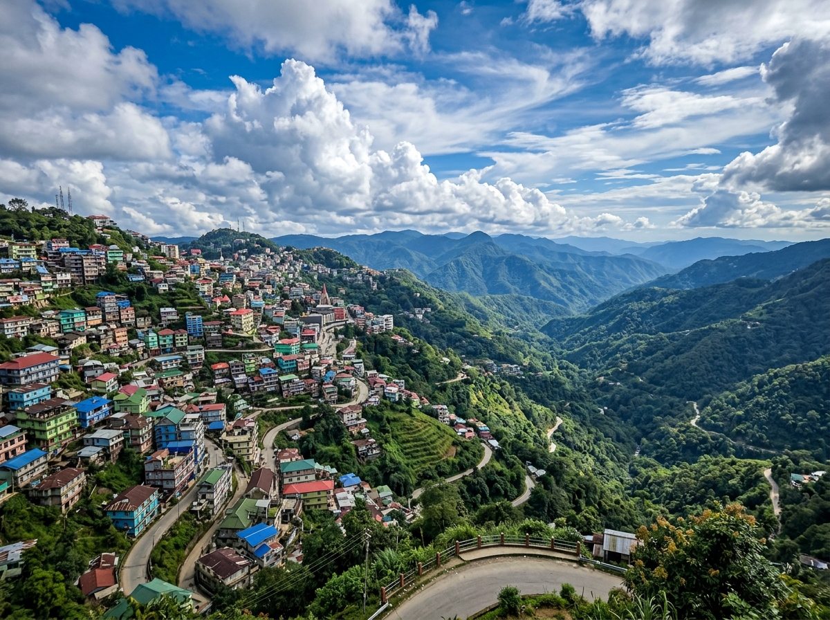 Aizawl city view on hill ridges Mizoram